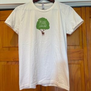 Pearl Jam Band 2009 Tour Women's T-Shirt Size XL American Apparel Cream Cotton